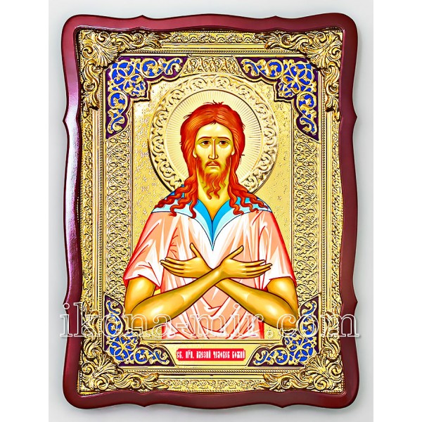 Ікона Святий Олексій чоловік Божий розміром 80x60 см. в дерев'яній рамі під склом.